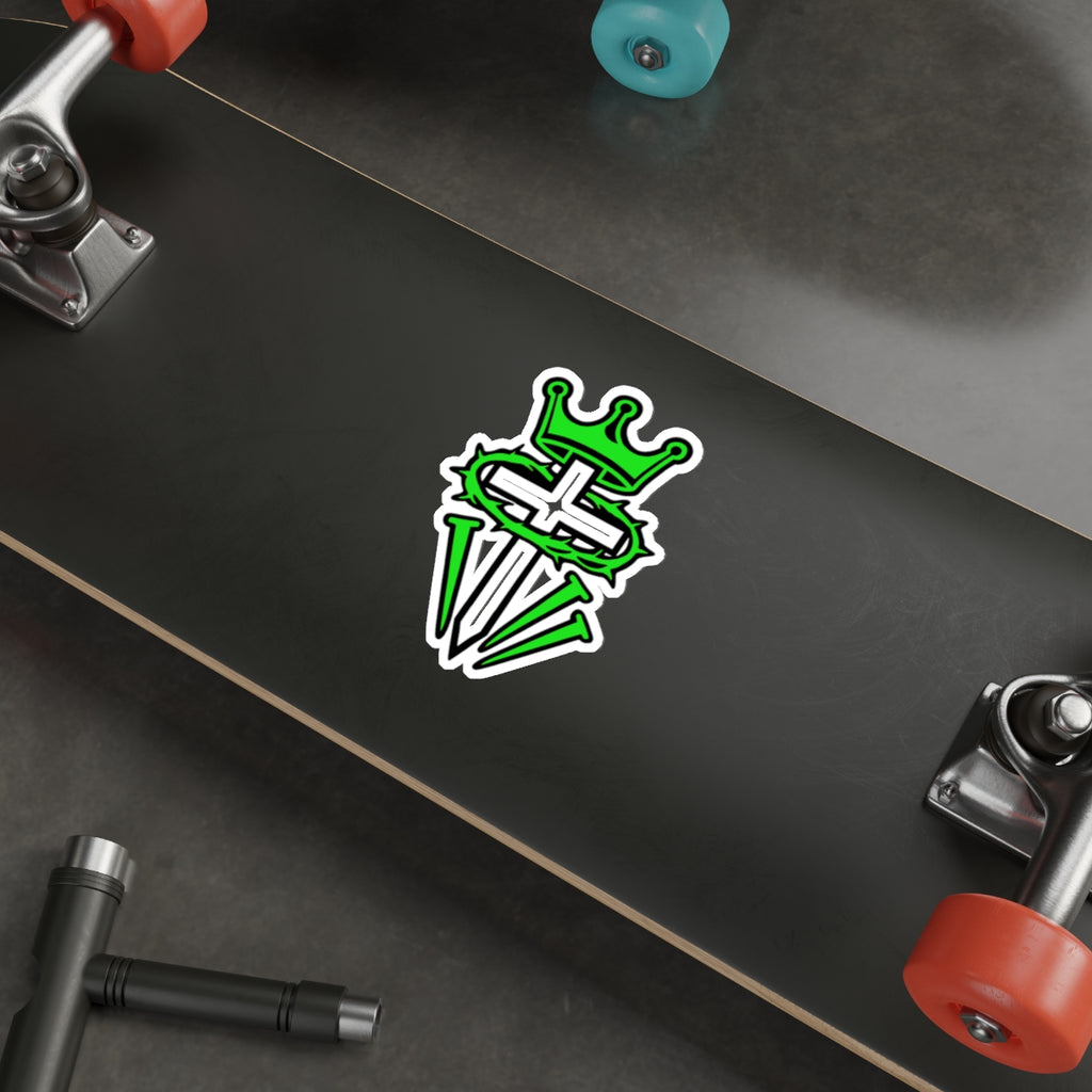 Green Crown & Cross Die-Cut Sticker