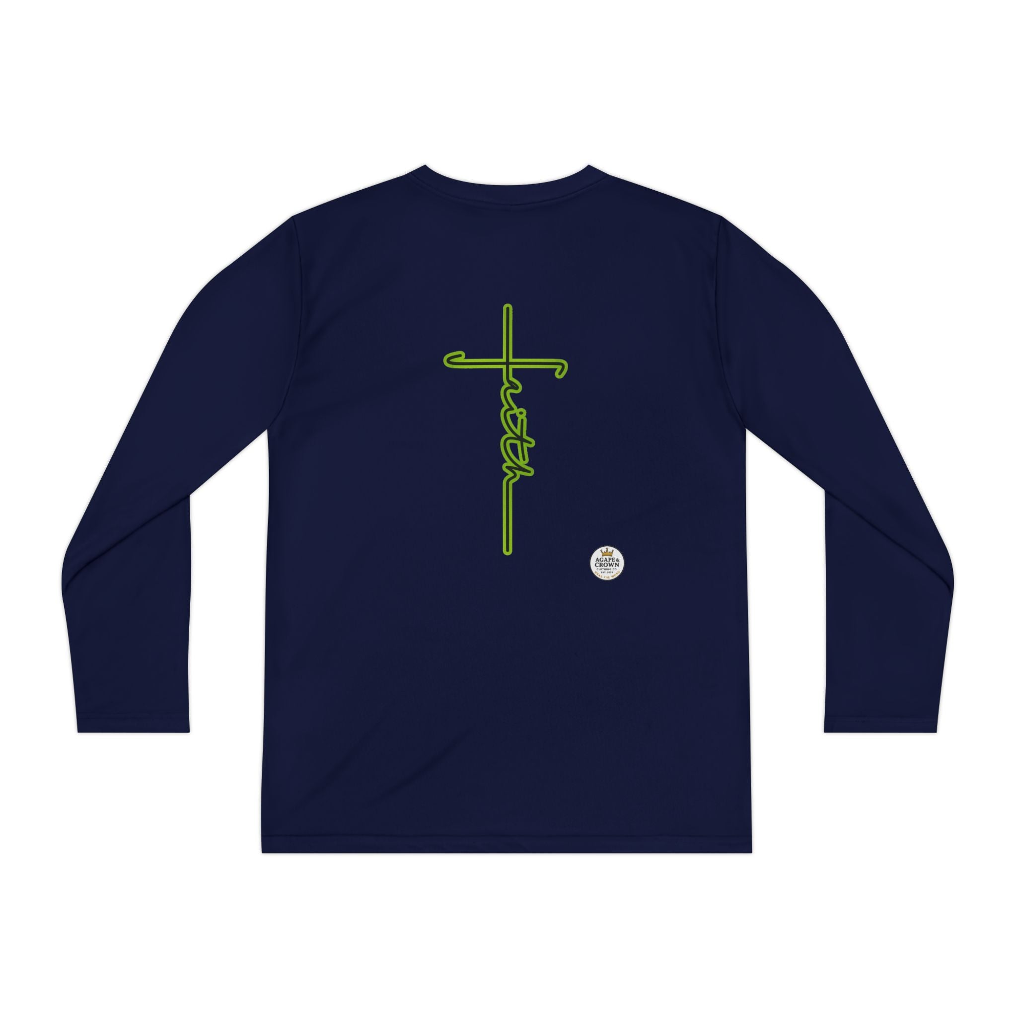 Youth Long Sleeve Tee — Neon Green Crown & Cross Sport Shirt