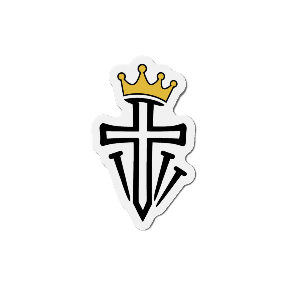 Christian Crown Cross Die-Cut Magnet — Religious Faith Refrigerator Magnet