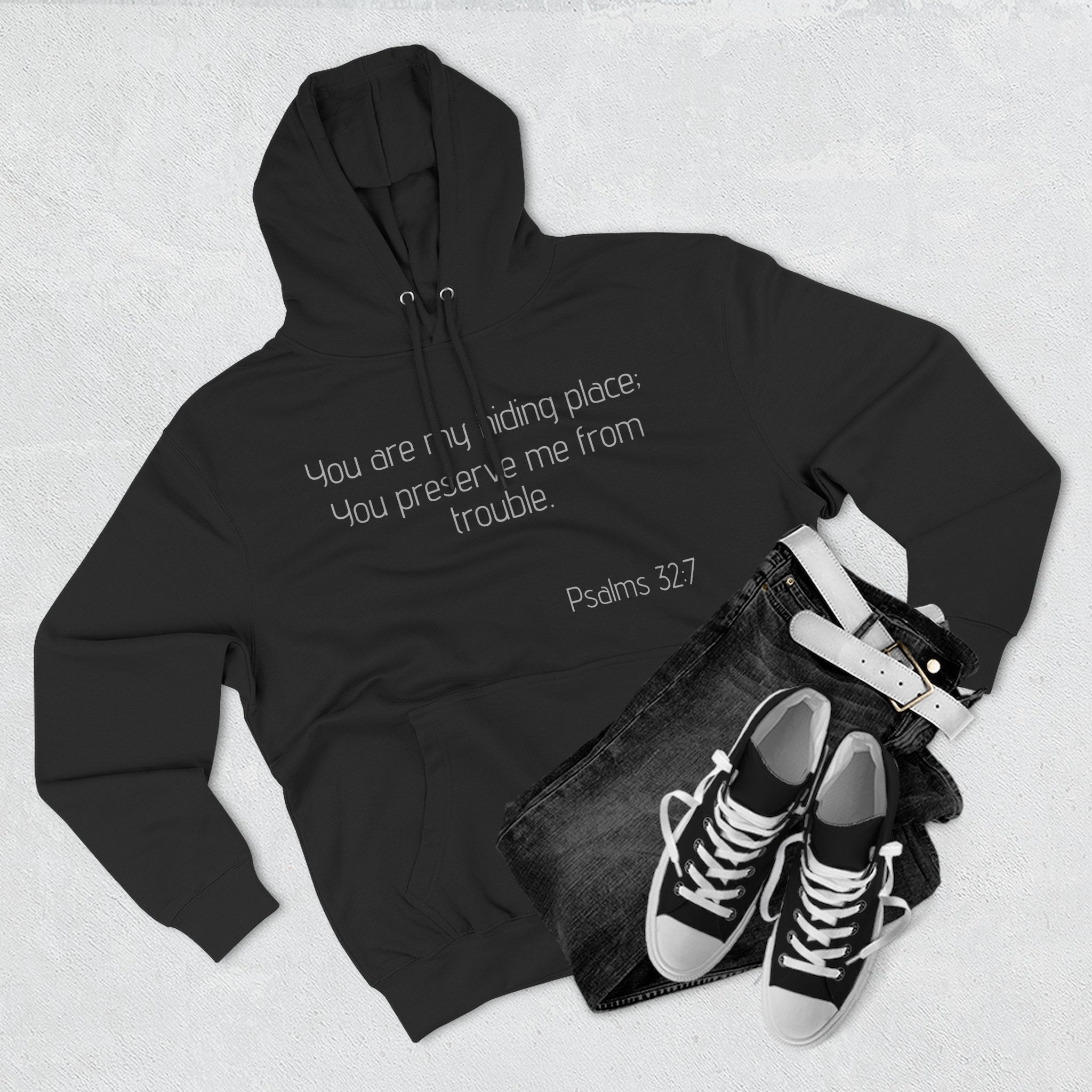 Inspirational Fleece Hoodie - Psalms 32:7