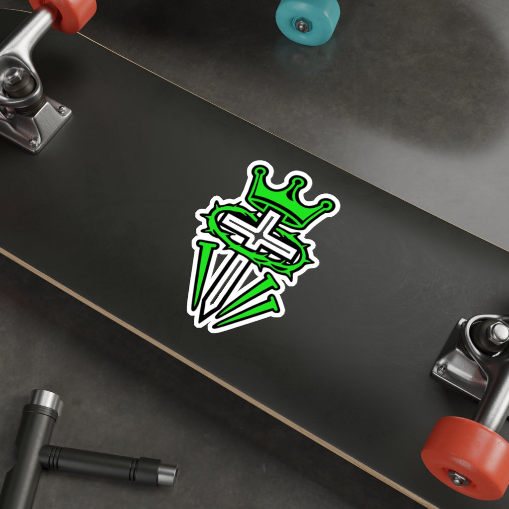 Green Crown & Cross Die-Cut Sticker