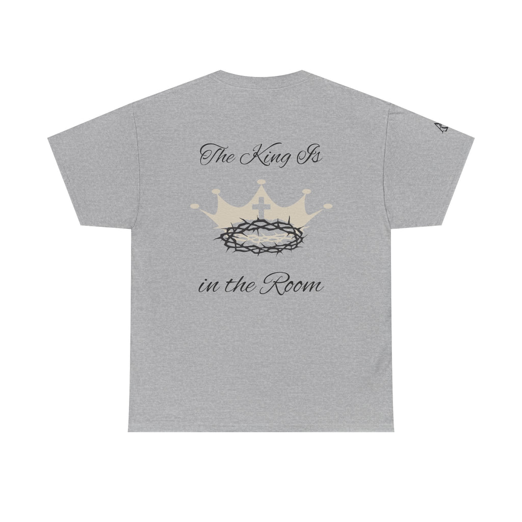 Christian Cross Tee — "The King Is in the Room" Crown & Crown of Thorns Graphic Shirt