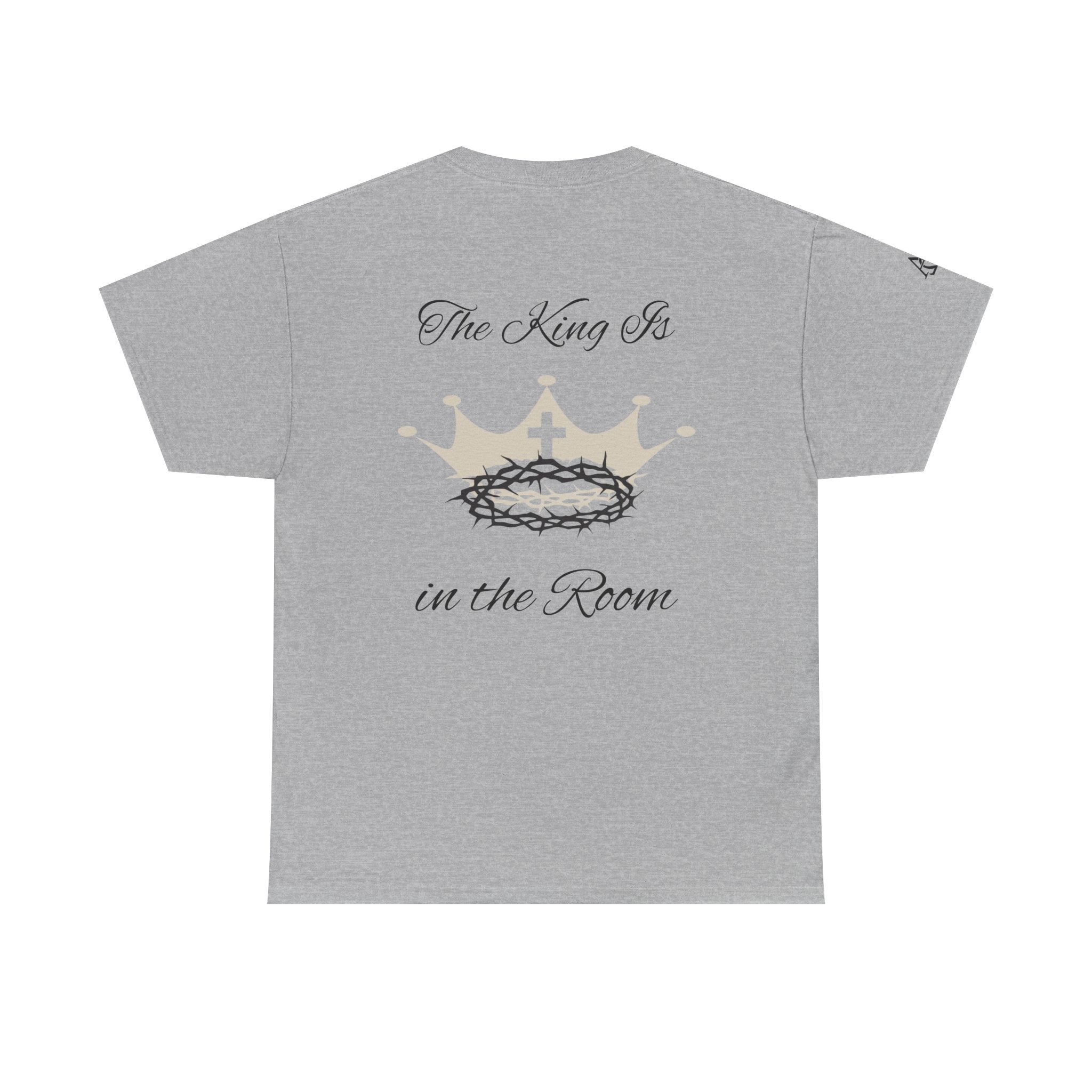 Christian Cross Tee — "The King Is in the Room" Crown & Crown of Thorns Graphic Shirt