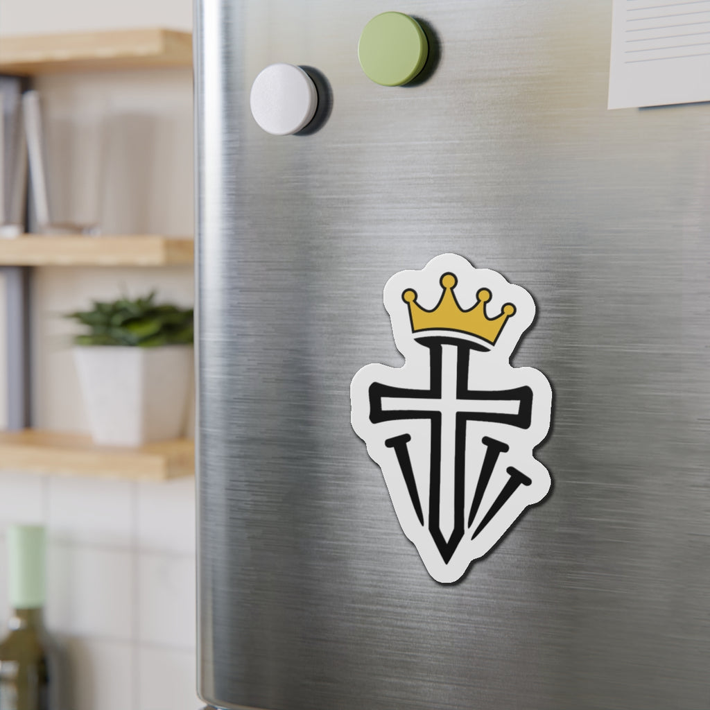 Christian Crown Cross Die-Cut Magnet — Religious Faith Refrigerator Magnet