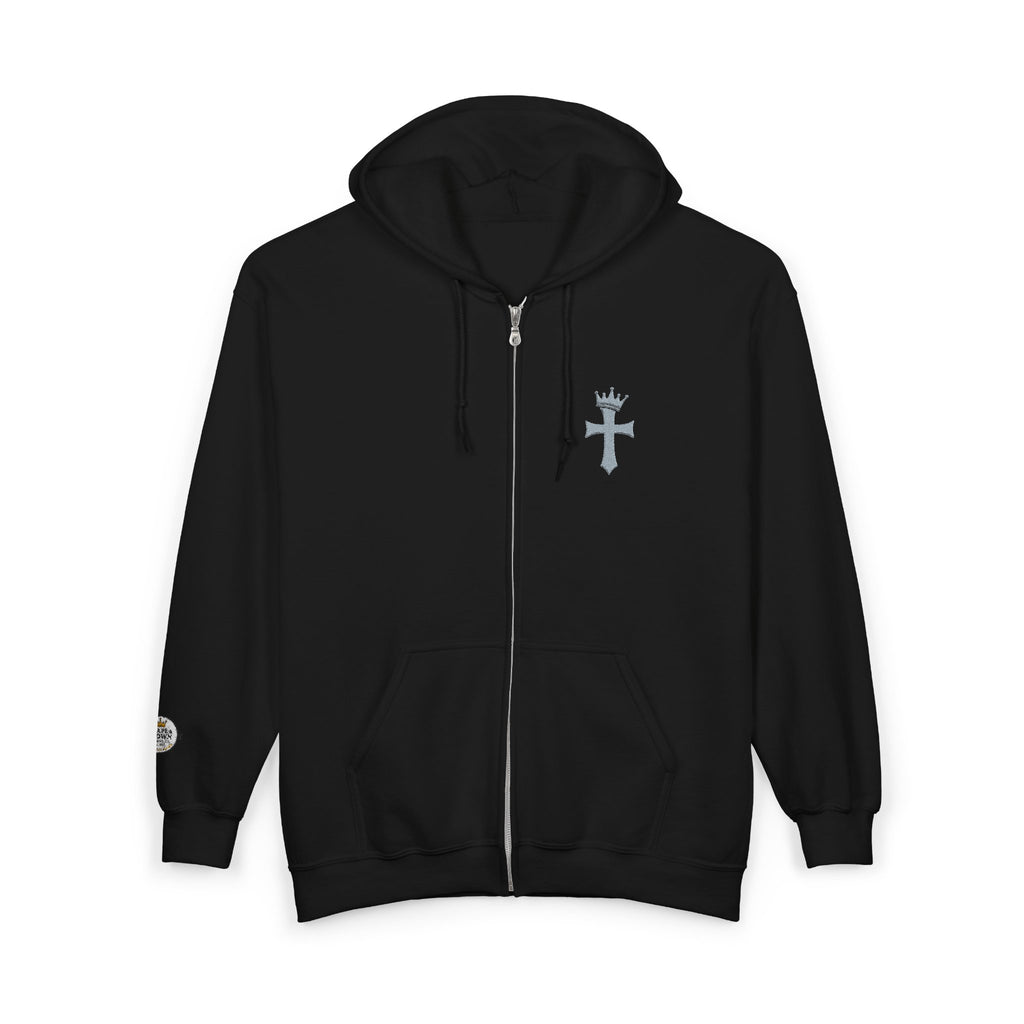 EMB Hoodie Sweatshirt with Cross and Crown Alpha/Omega Design