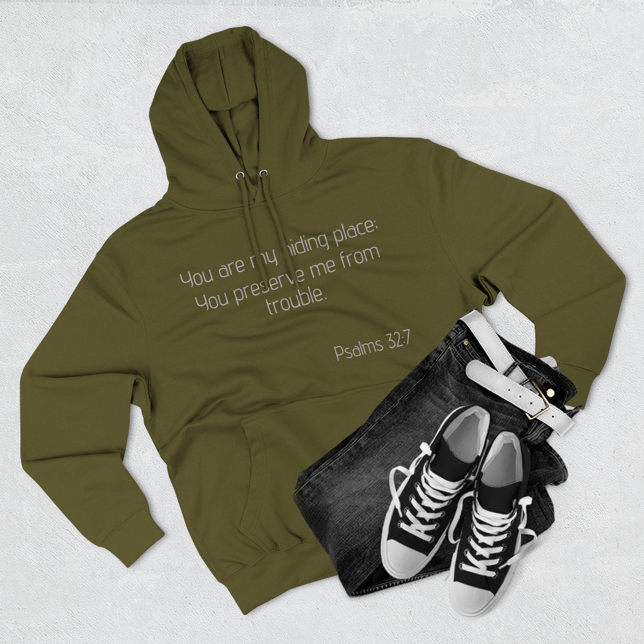 Inspirational Fleece Hoodie - Psalms 32:7