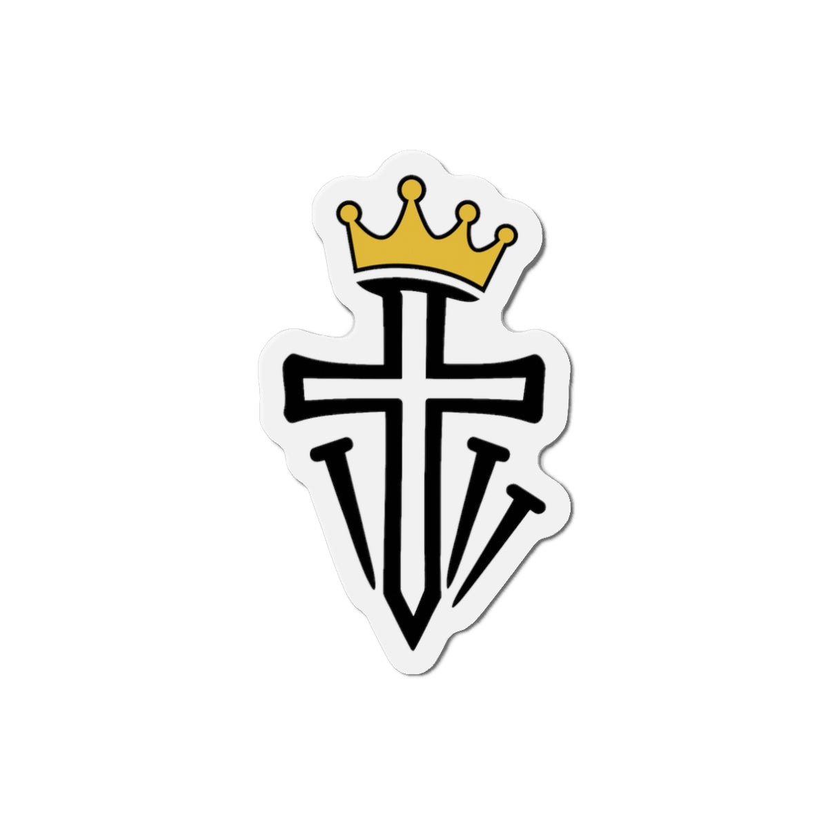 Christian Crown Cross Die-Cut Magnet — Religious Faith Refrigerator Magnet