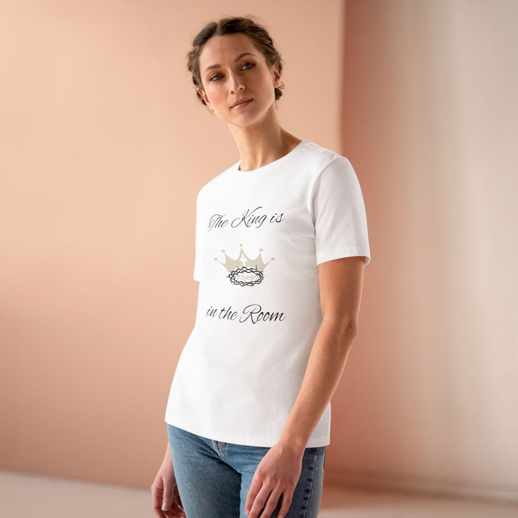 Women's Tee – "The King is in the Room" Crown Graphic