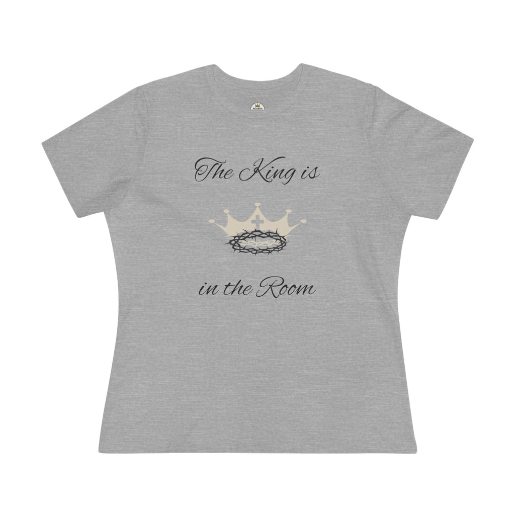 Women's Tee – "The King is in the Room" Crown Graphic