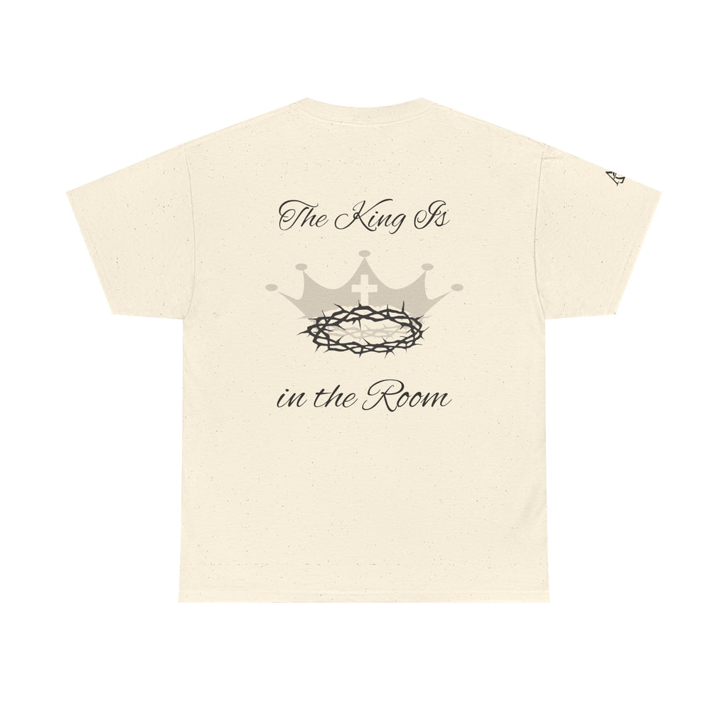 Christian Cross Tee — "The King Is in the Room" Crown & Crown of Thorns Graphic Shirt