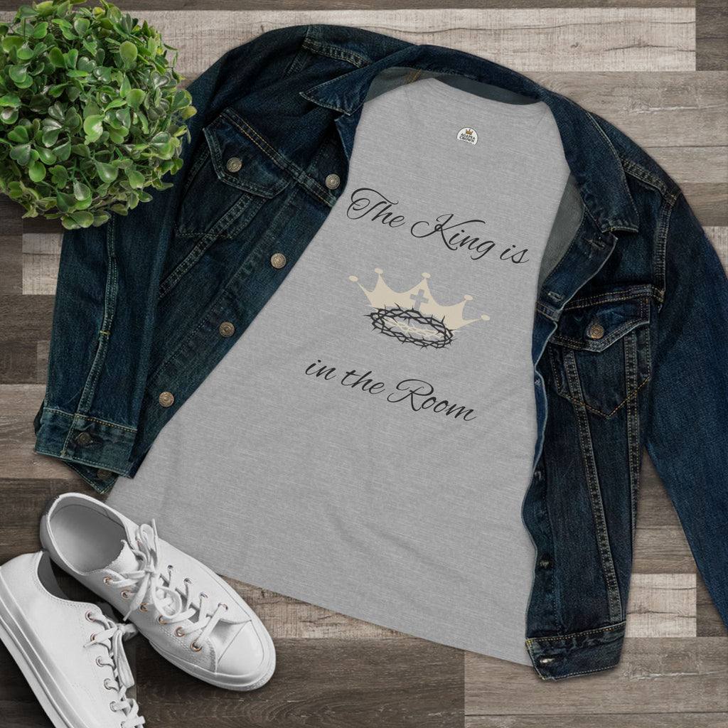 Women's Tee – "The King is in the Room" Crown Graphic