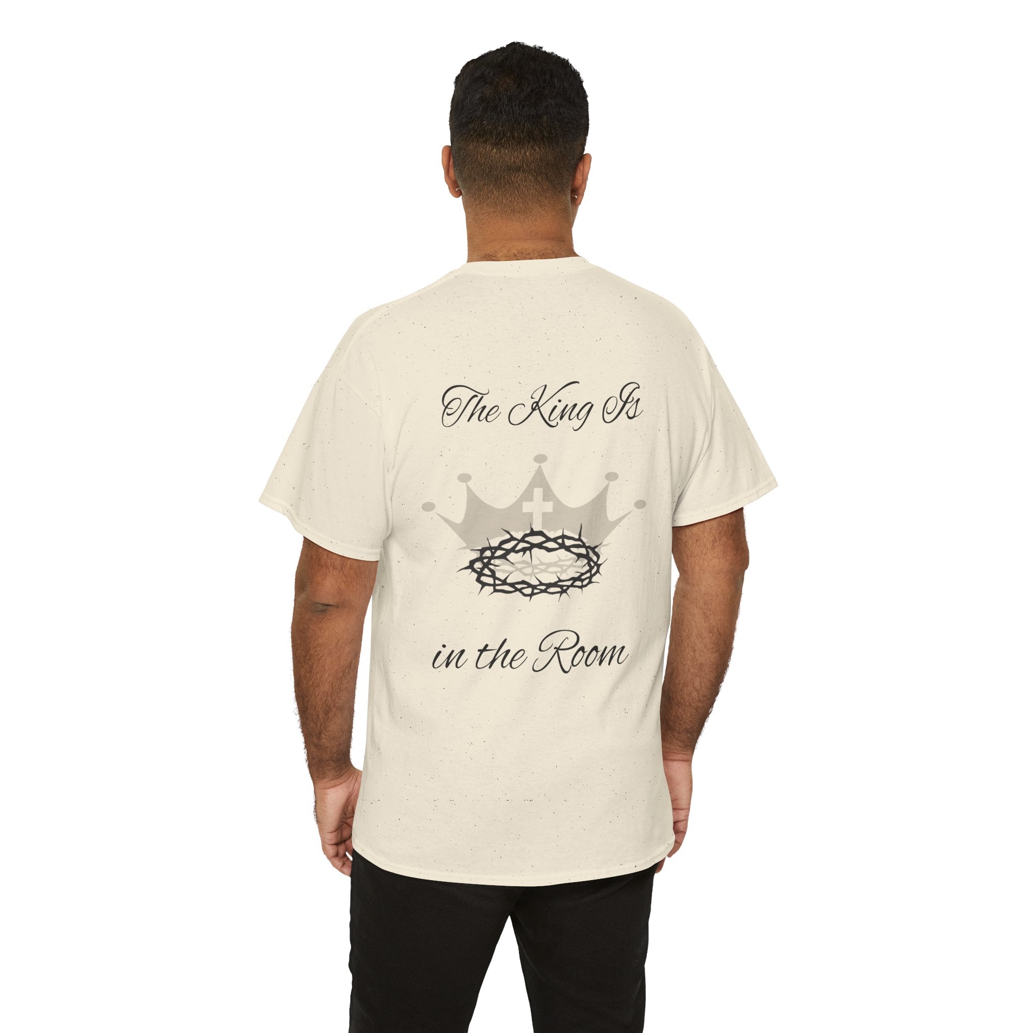 Christian Cross Tee — "The King Is in the Room" Crown & Crown of Thorns Graphic Shirt