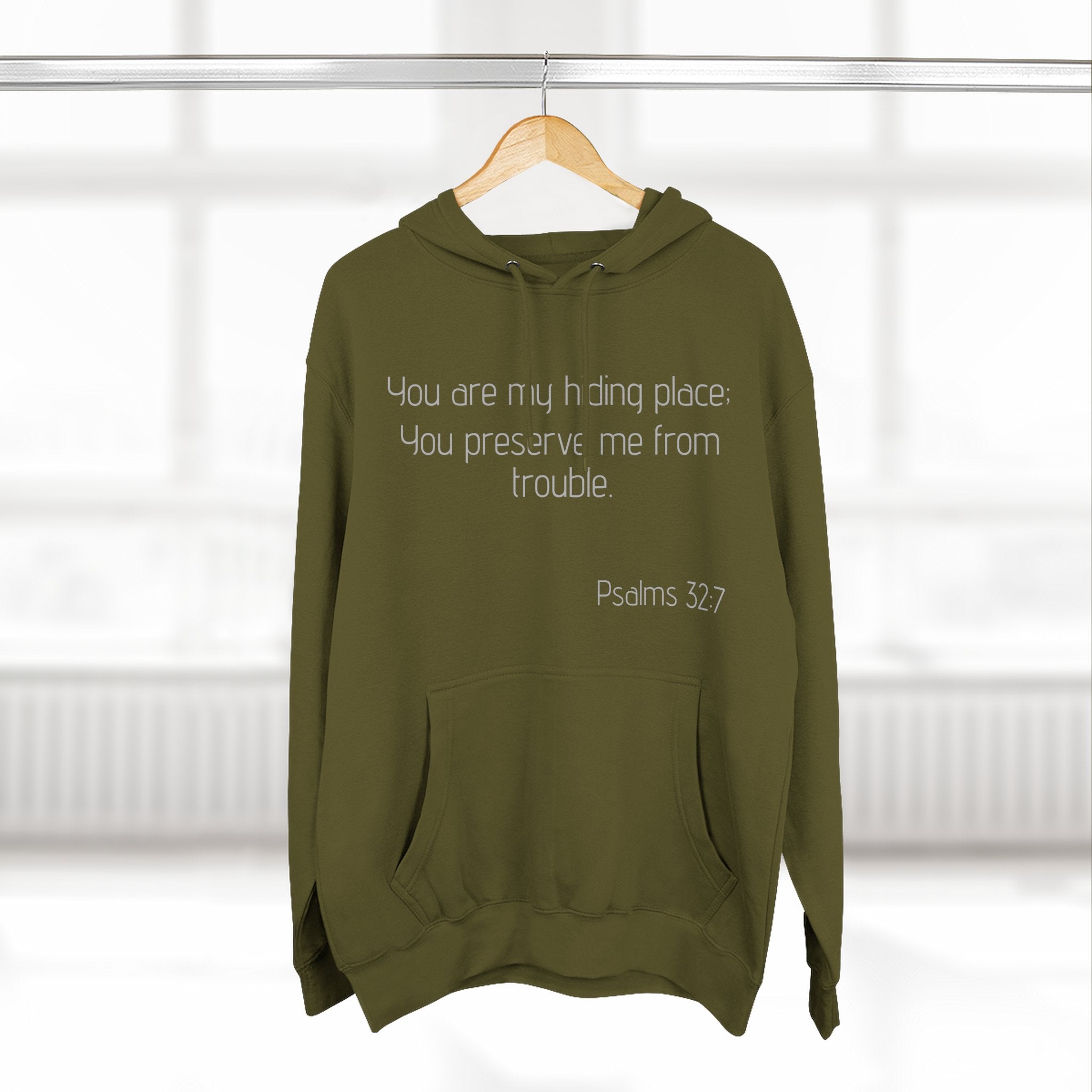 Inspirational Fleece Hoodie - Psalms 32:7