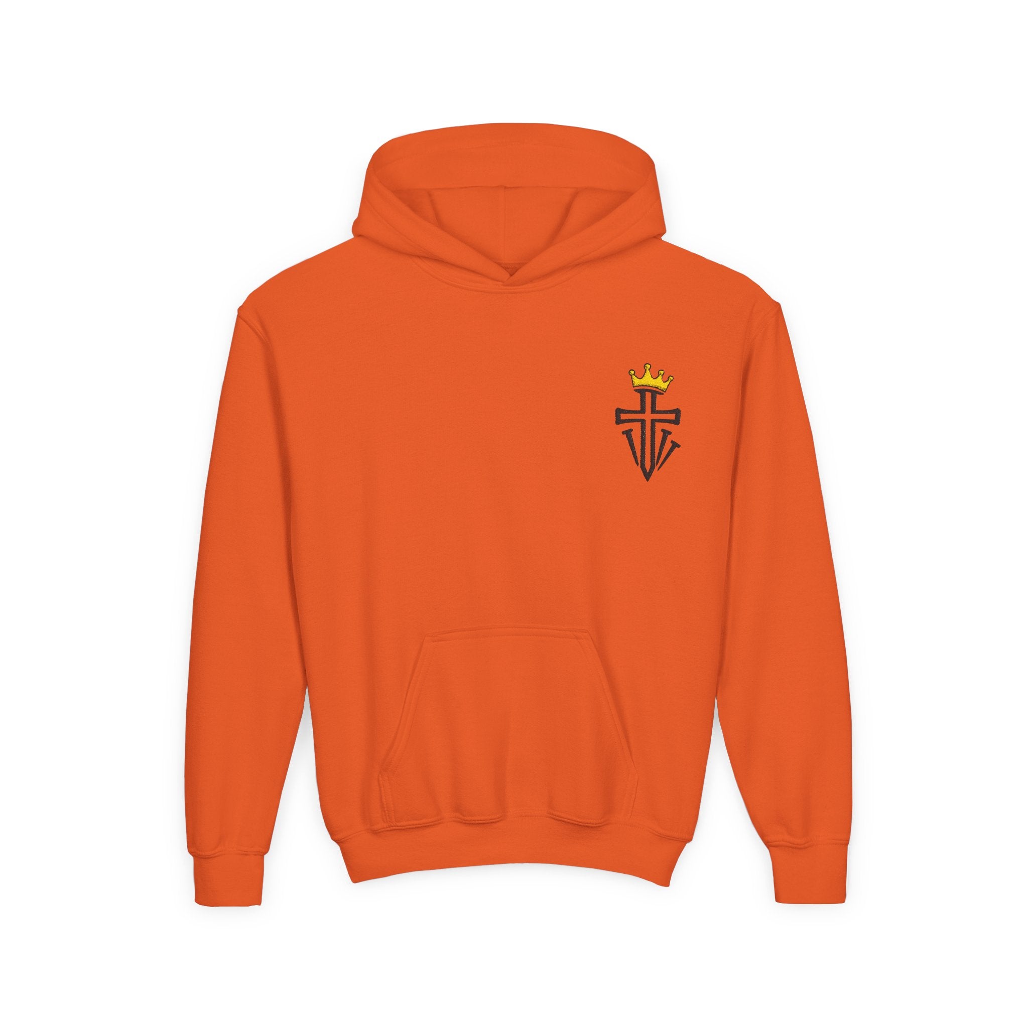 Crowned Cross Embroidered Youth Hoodie