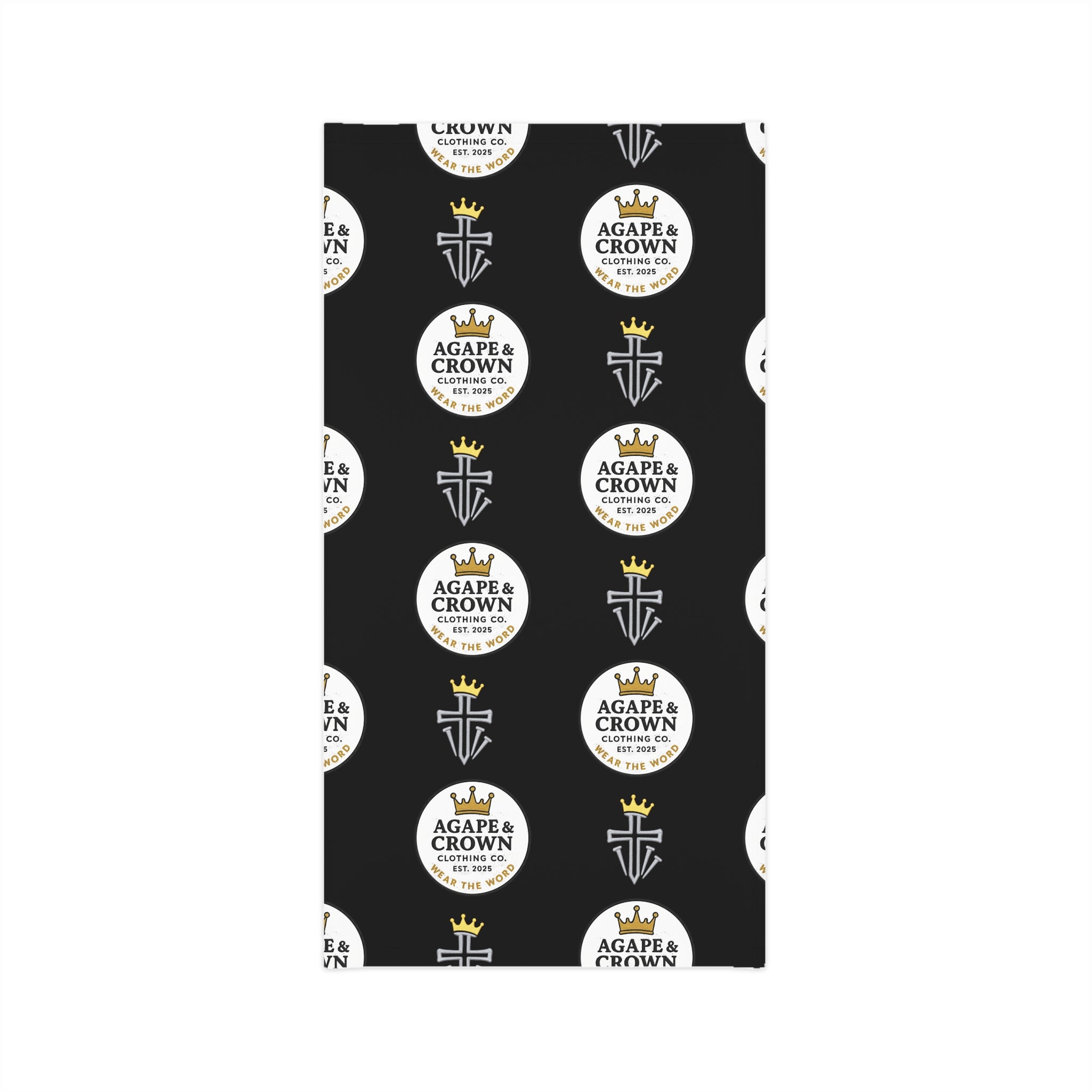 Neck Gaiter — Black Agape & Crown Logo Pattern