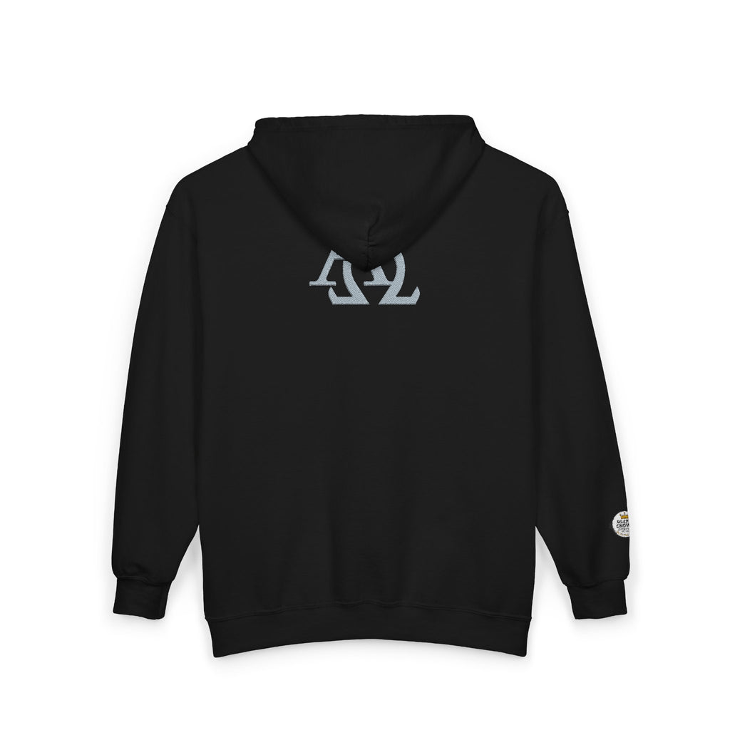 EMB Hoodie Sweatshirt with Cross and Crown Alpha/Omega Design
