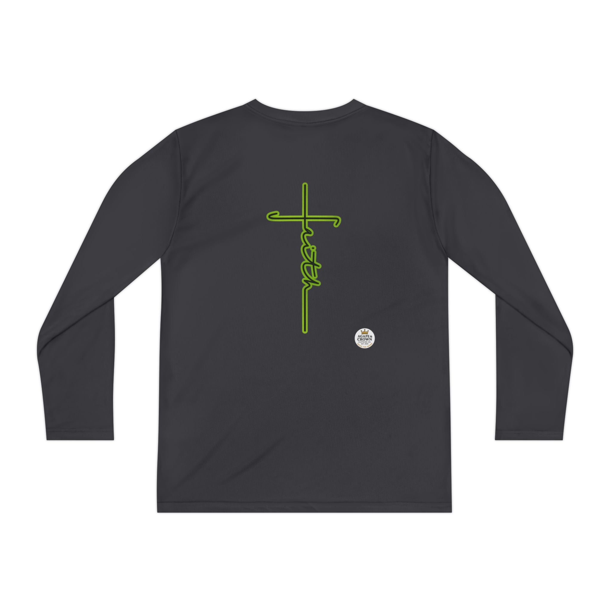 Youth Long Sleeve Tee — Neon Green Crown & Cross Sport Shirt
