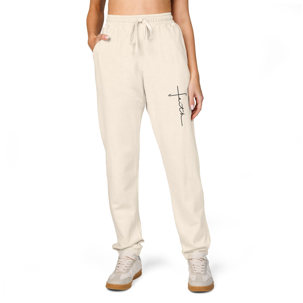 Cozy Fleece Sweatpants with Faith Design