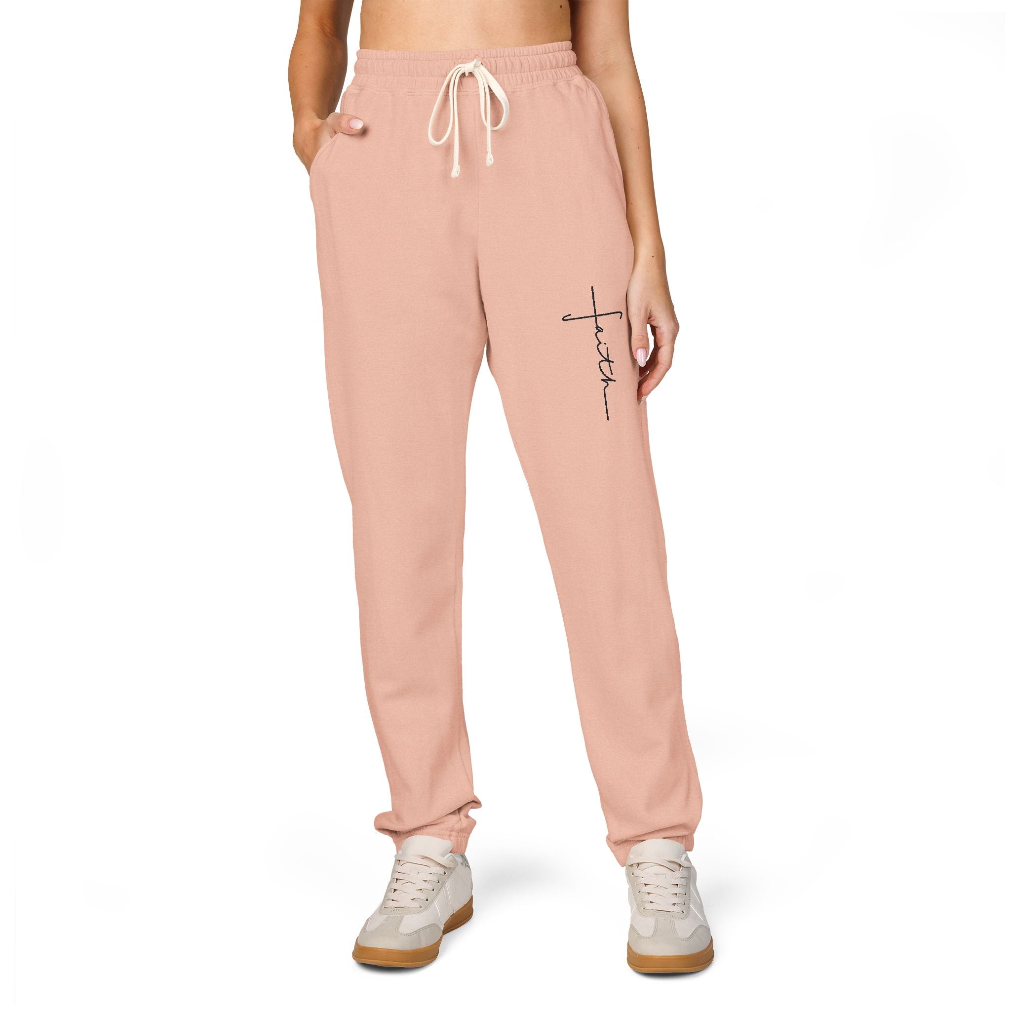 Cozy Fleece Sweatpants with Faith Design