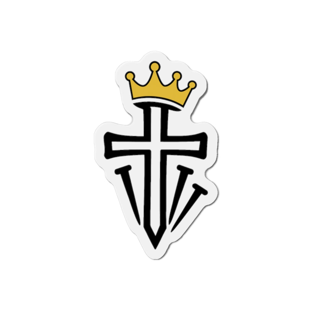 Christian Crown Cross Die-Cut Magnet — Religious Faith Refrigerator Magnet