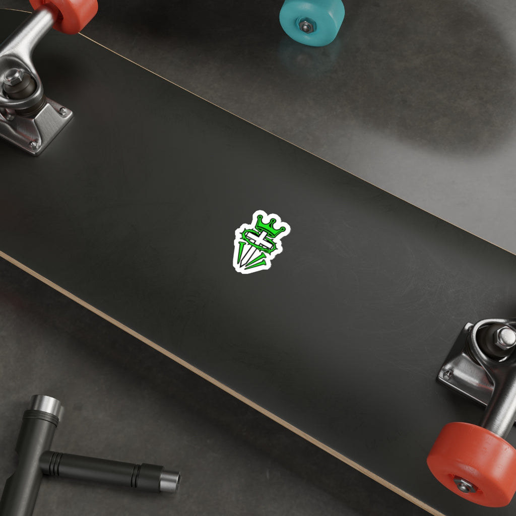 Green Crown & Cross Die-Cut Sticker