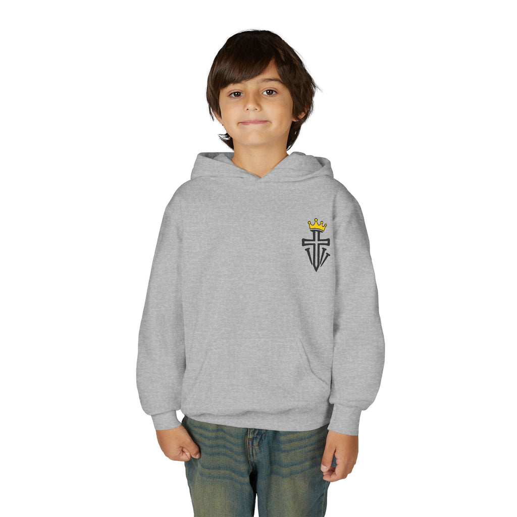 Crowned Cross Embroidered Youth Hoodie