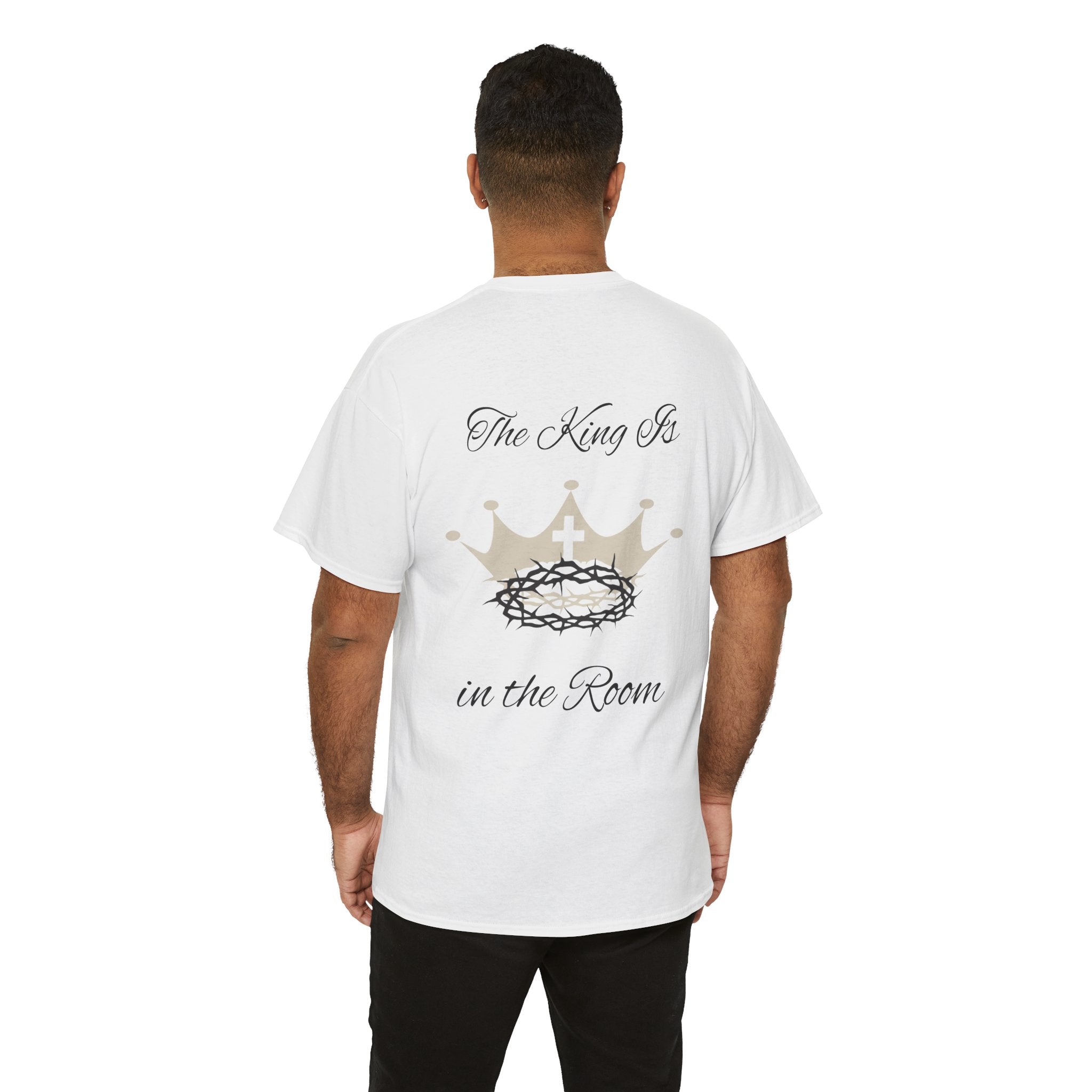Christian Cross Tee — "The King Is in the Room" Crown & Crown of Thorns Graphic Shirt
