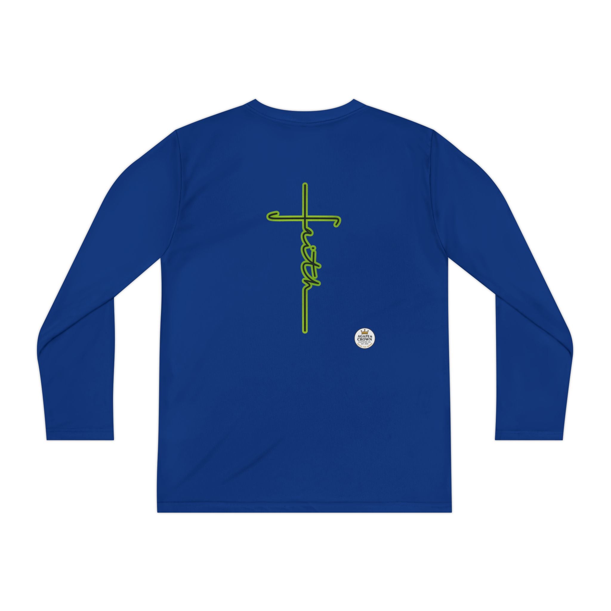 Youth Long Sleeve Tee — Neon Green Crown & Cross Sport Shirt
