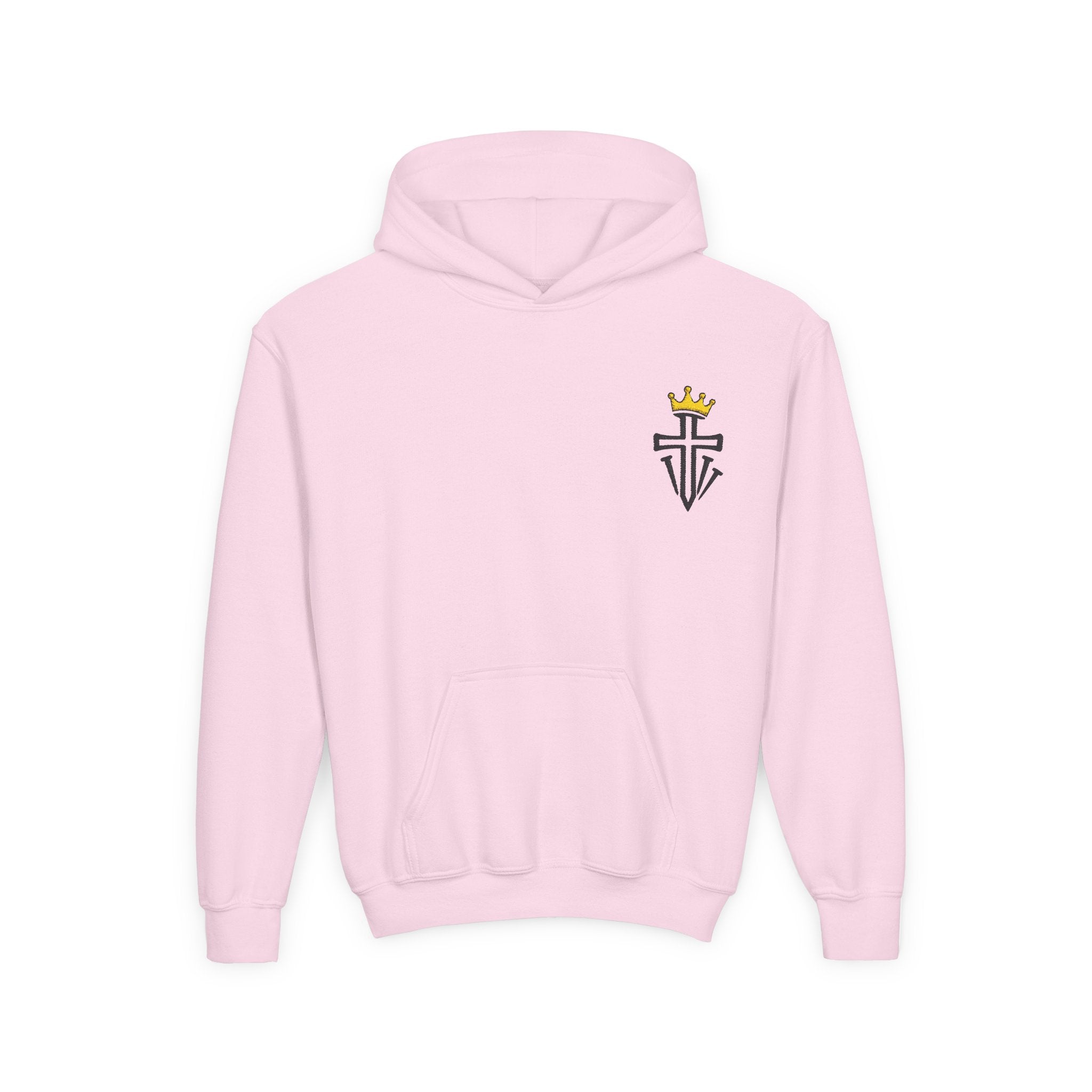 Crowned Cross Embroidered Youth Hoodie