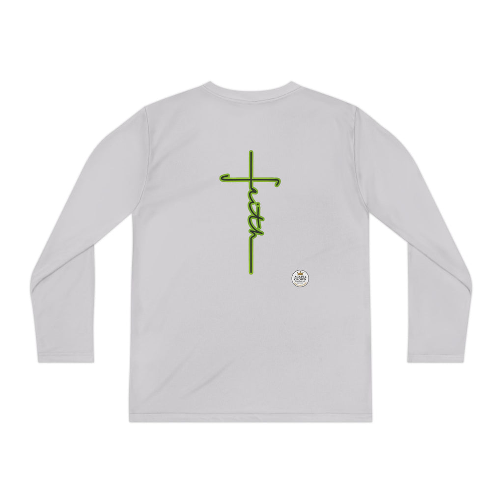 Youth Long Sleeve Tee — Neon Green Crown & Cross Sport Shirt
