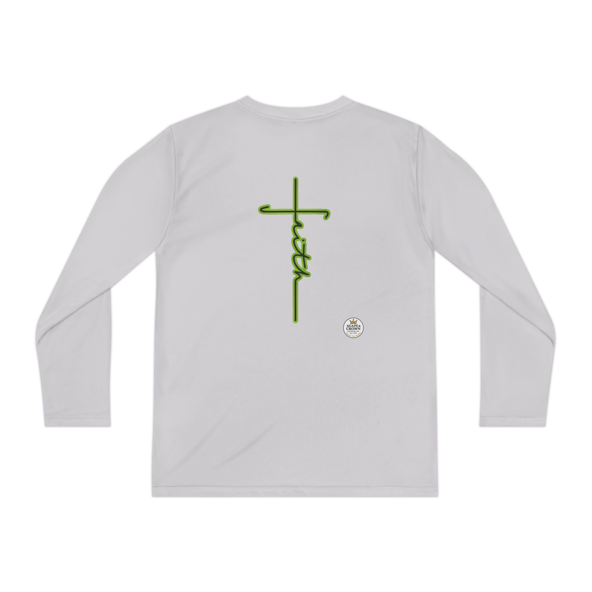 Youth Long Sleeve Tee — Neon Green Crown & Cross Sport Shirt