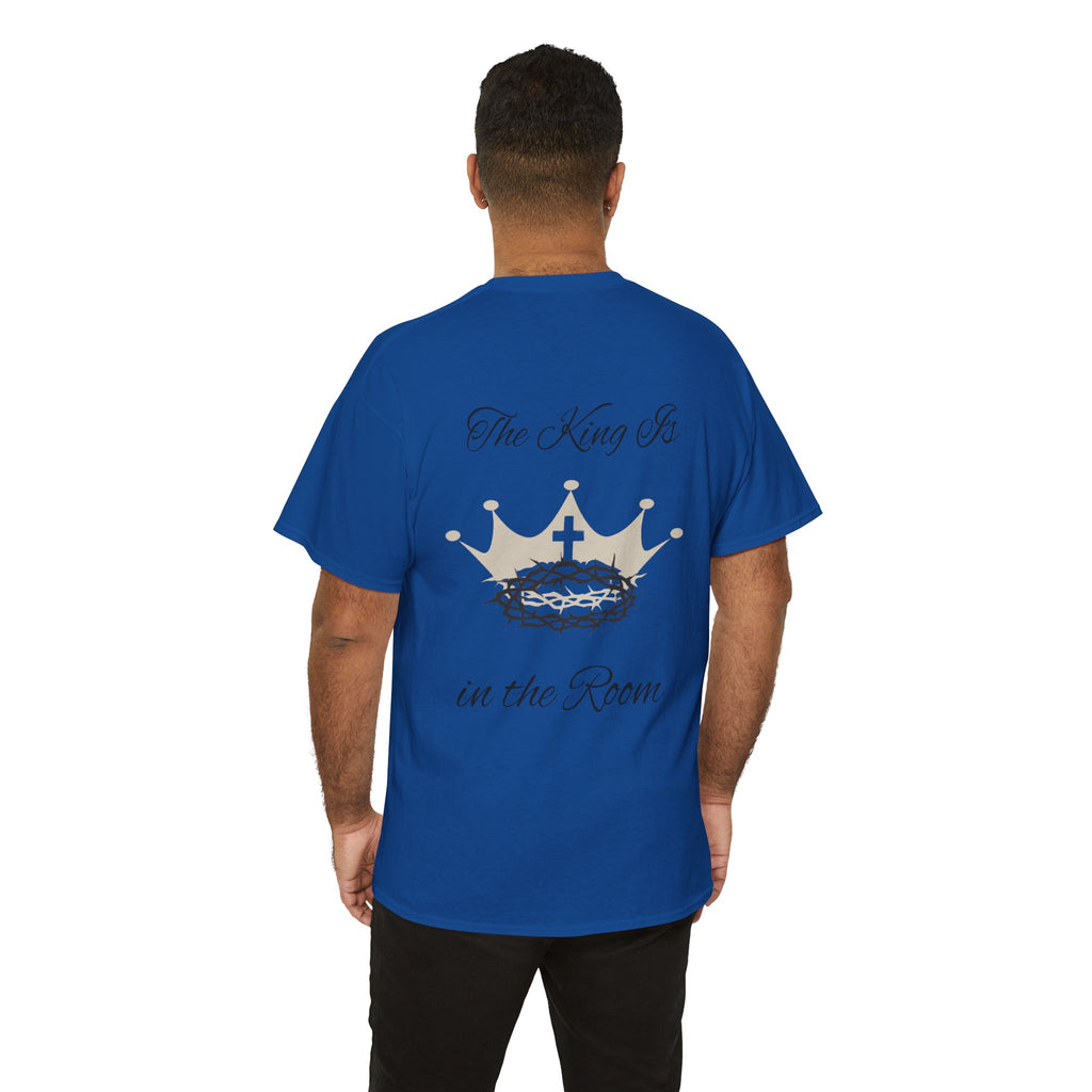 Christian Cross Tee — "The King Is in the Room" Crown & Crown of Thorns Graphic Shirt