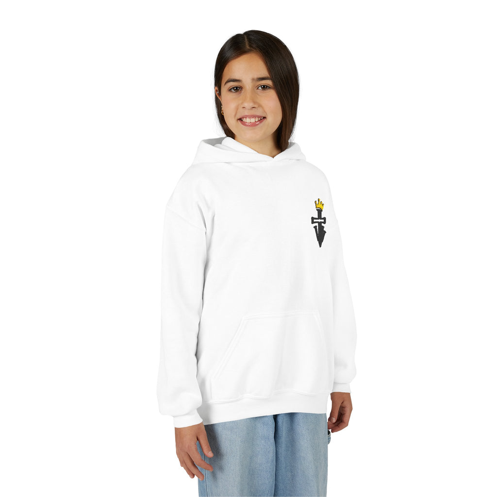 Crowned Cross Embroidered Youth Hoodie