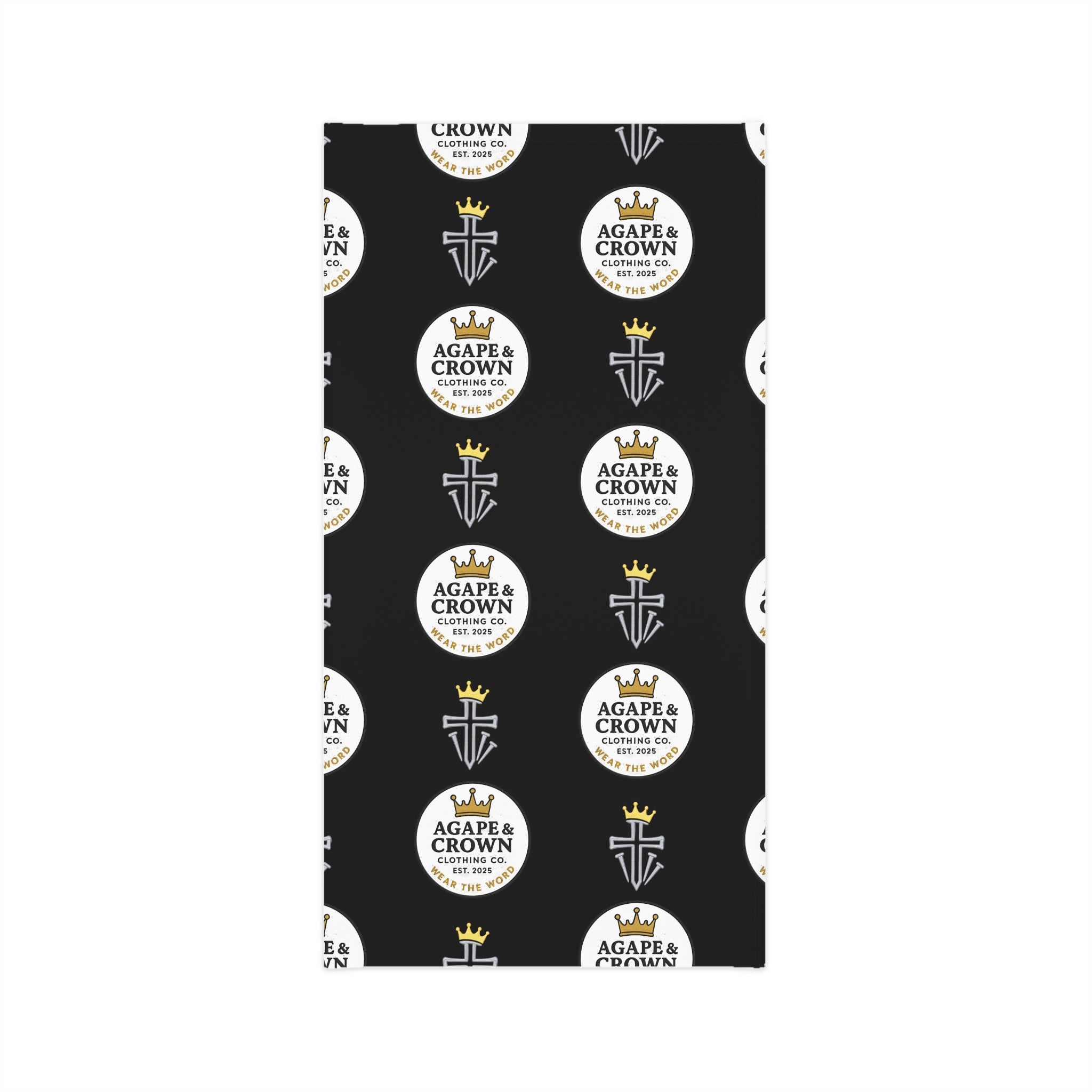 Neck Gaiter — Black Agape & Crown Logo Pattern