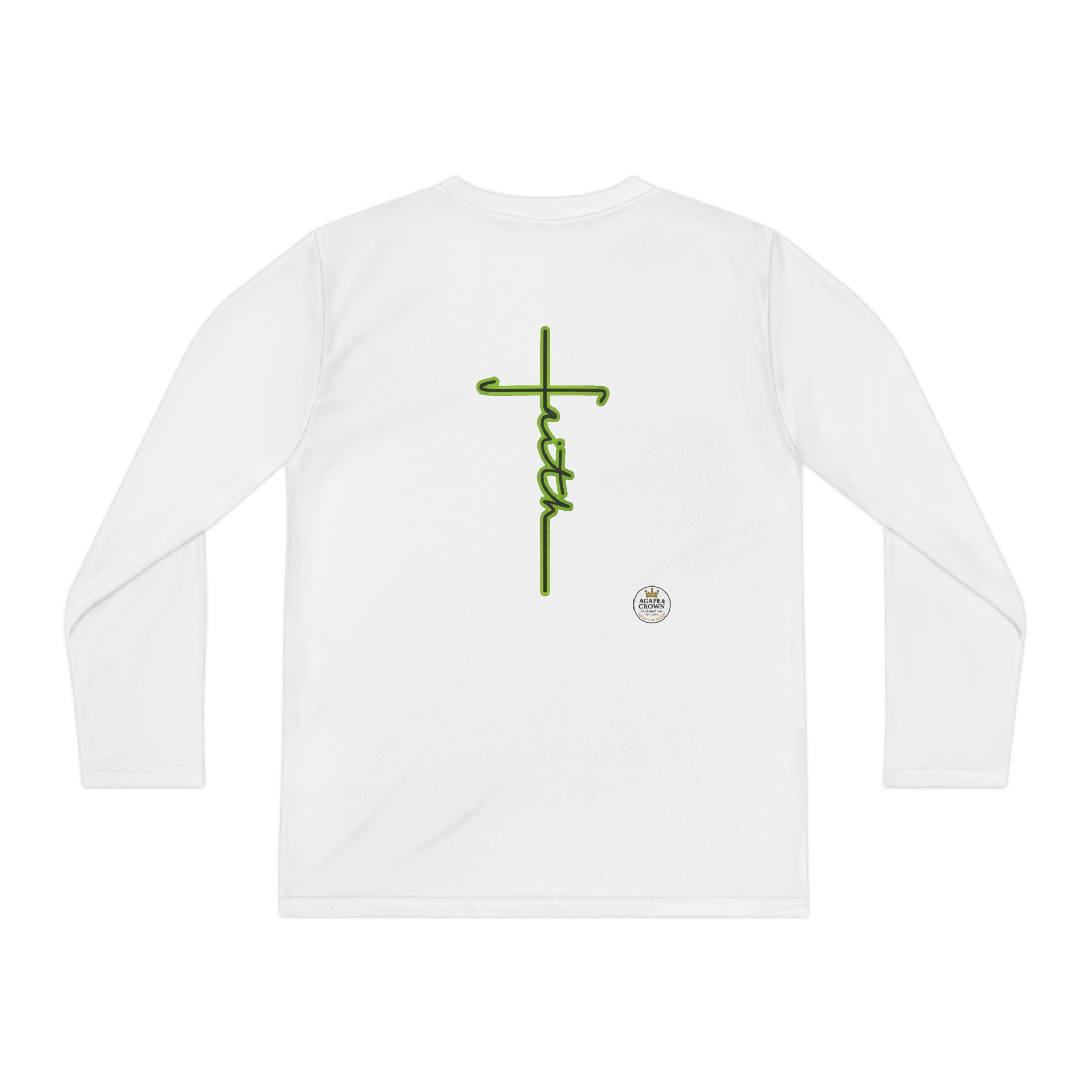 Youth Long Sleeve Tee — Neon Green Crown & Cross Sport Shirt