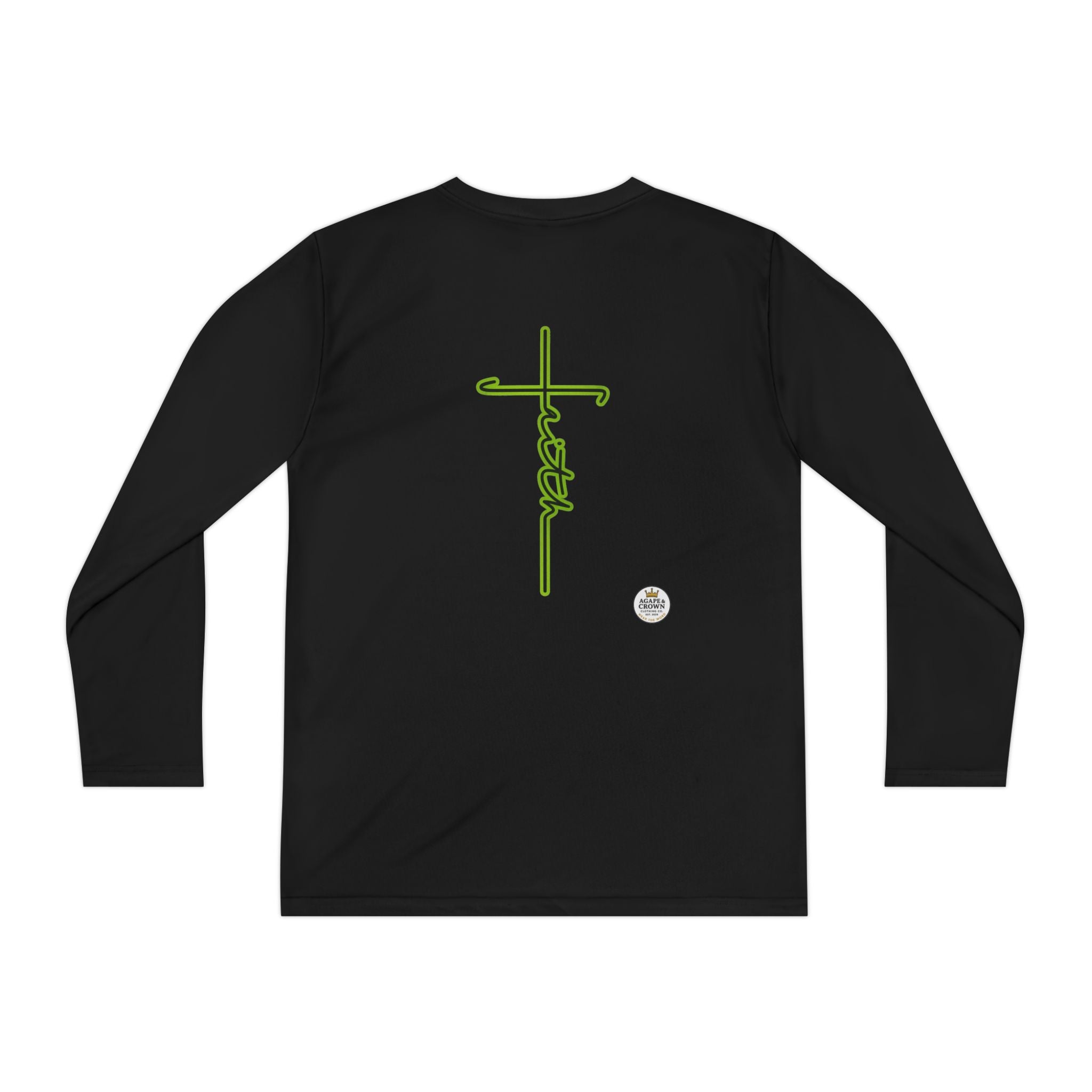 Youth Long Sleeve Tee — Neon Green Crown & Cross Sport Shirt