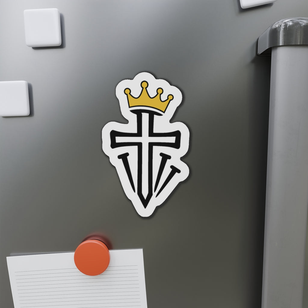 Christian Crown Cross Die-Cut Magnet — Religious Faith Refrigerator Magnet