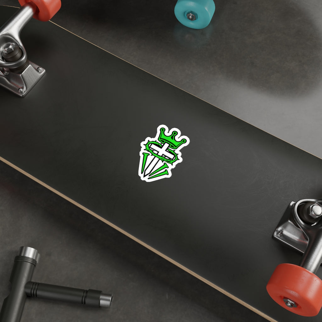 Green Crown & Cross Die-Cut Sticker