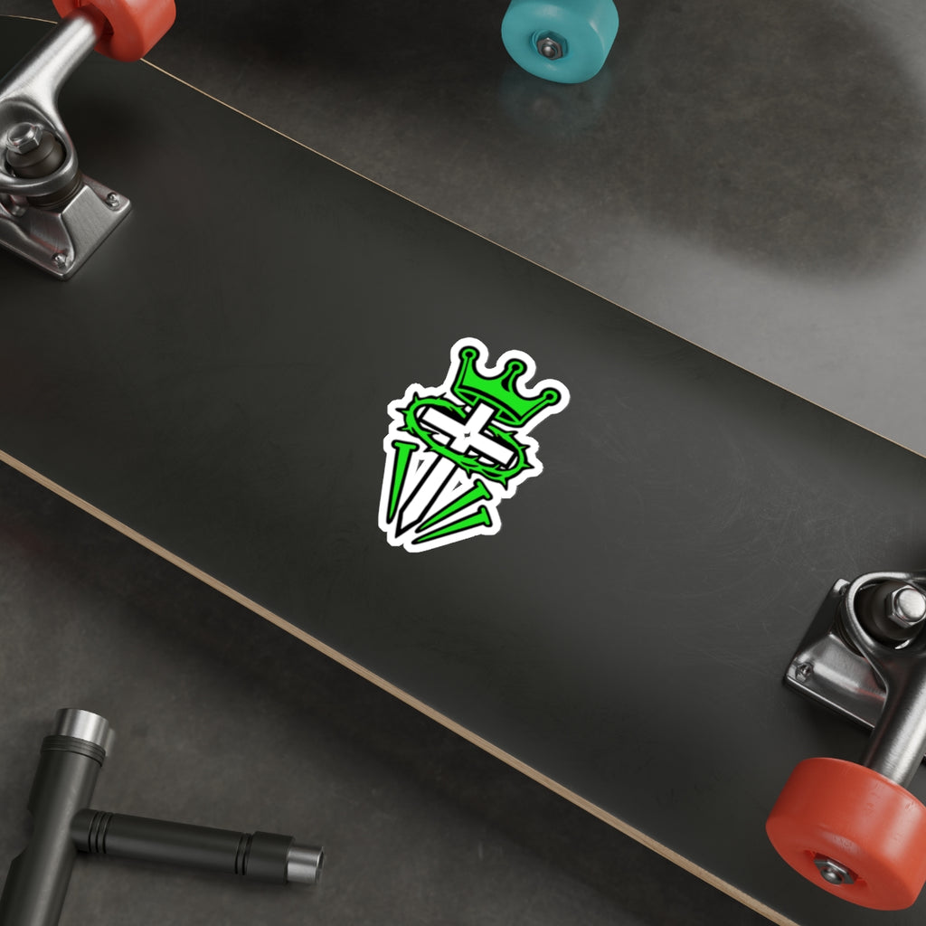 Green Crown & Cross Die-Cut Sticker