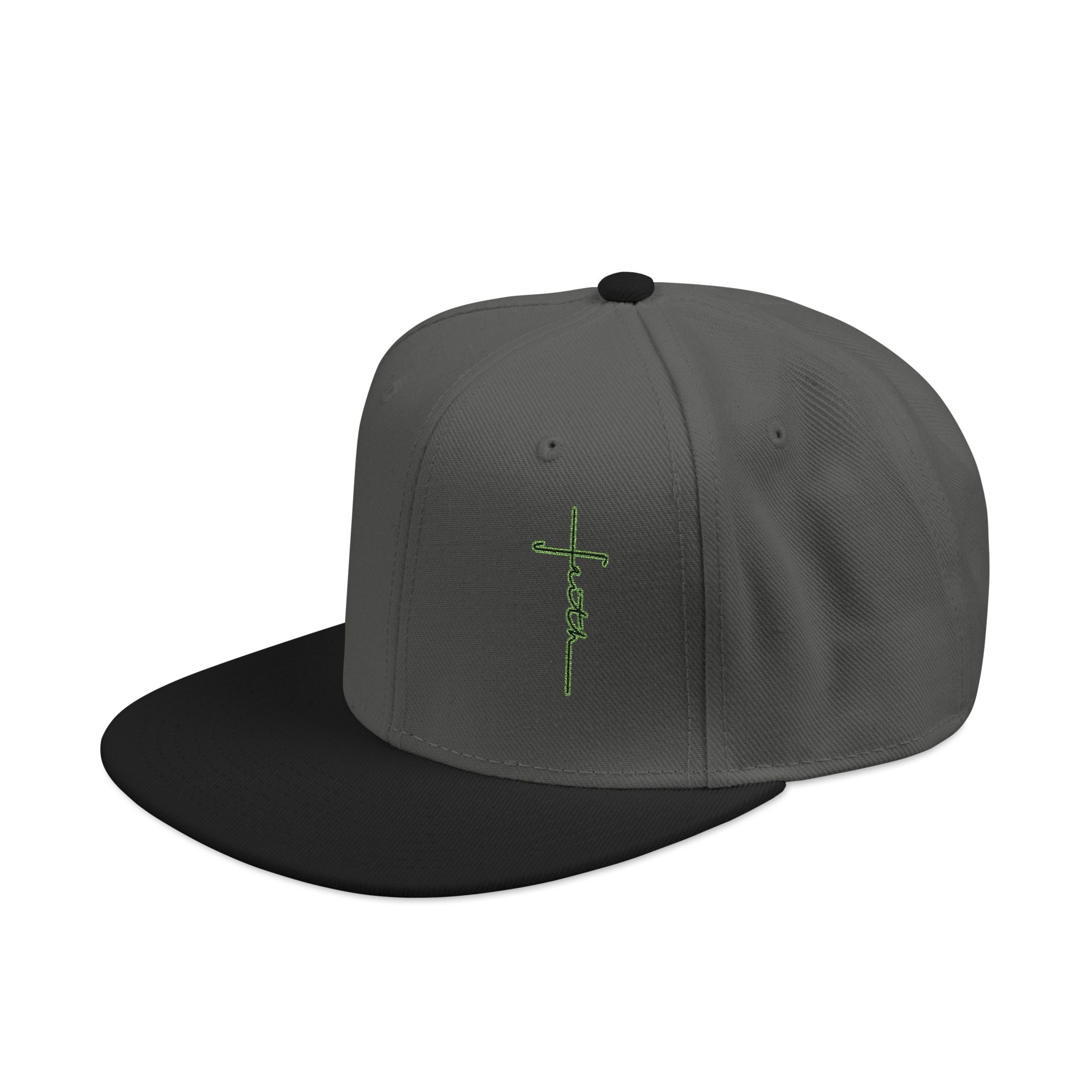 Embroidered Faith snapback flat bill hat Green