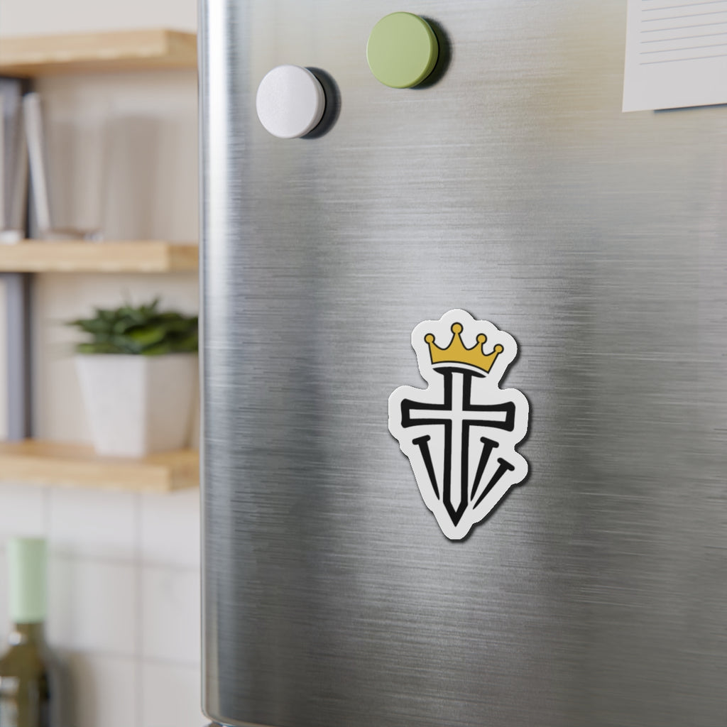 Christian Crown Cross Die-Cut Magnet — Religious Faith Refrigerator Magnet
