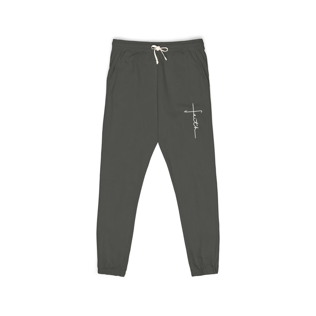Garment-Dyed Fleece Sweatpants with Faith Design