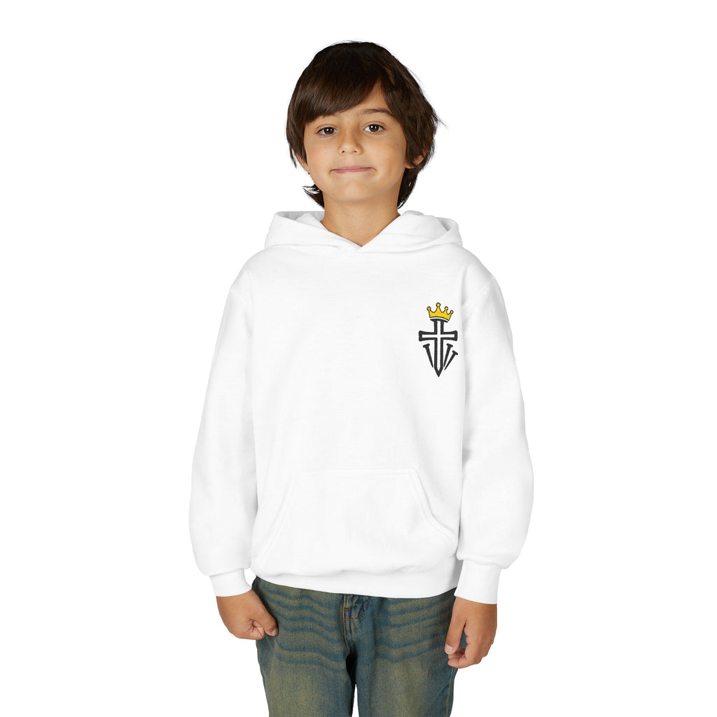 Crowned Cross Embroidered Youth Hoodie