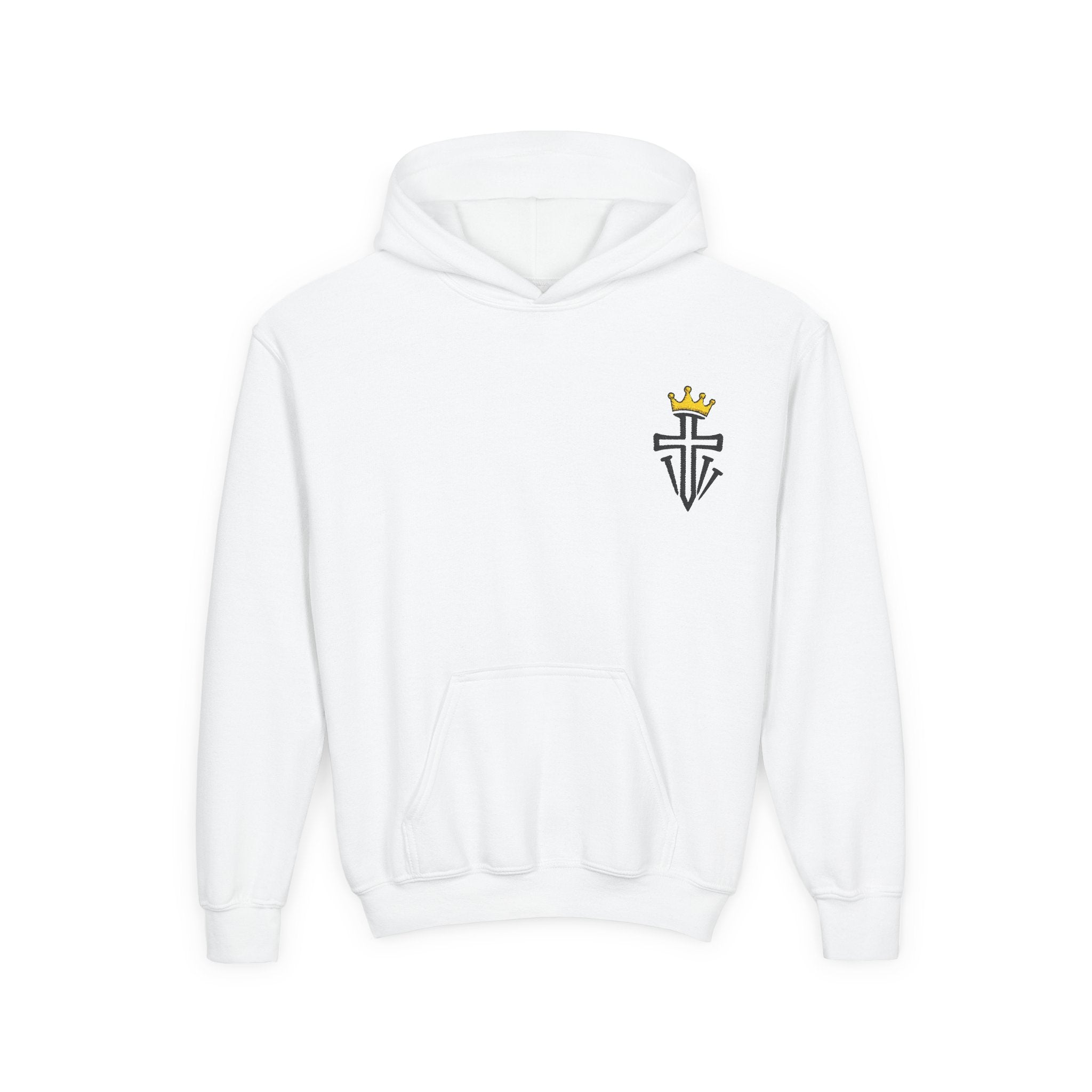 Crowned Cross Embroidered Youth Hoodie