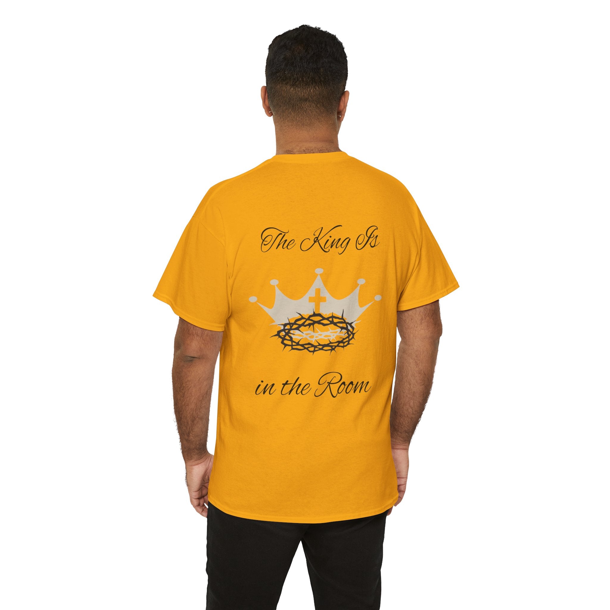 Christian Cross Tee — "The King Is in the Room" Crown & Crown of Thorns Graphic Shirt