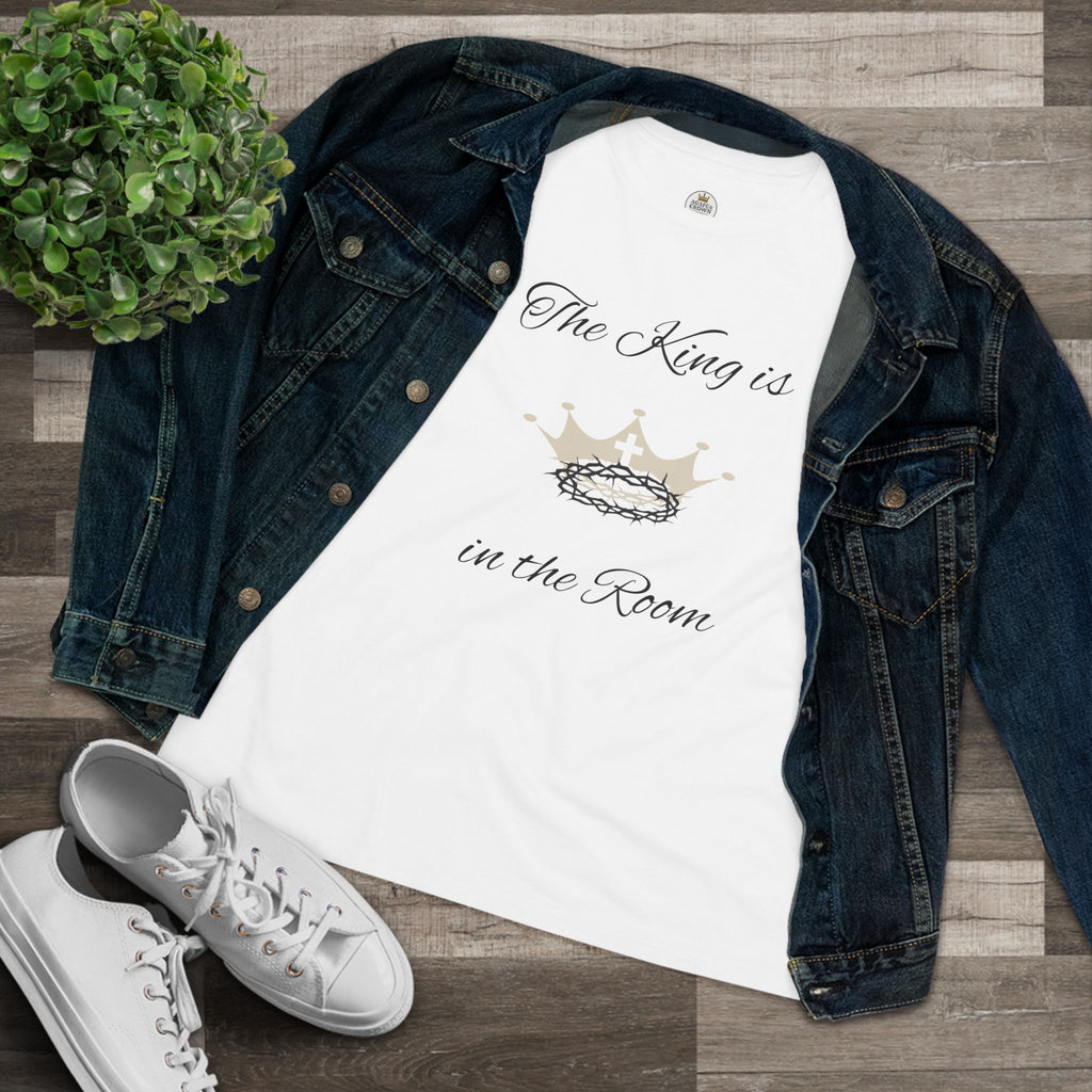 Women's Tee – "The King is in the Room" Crown Graphic