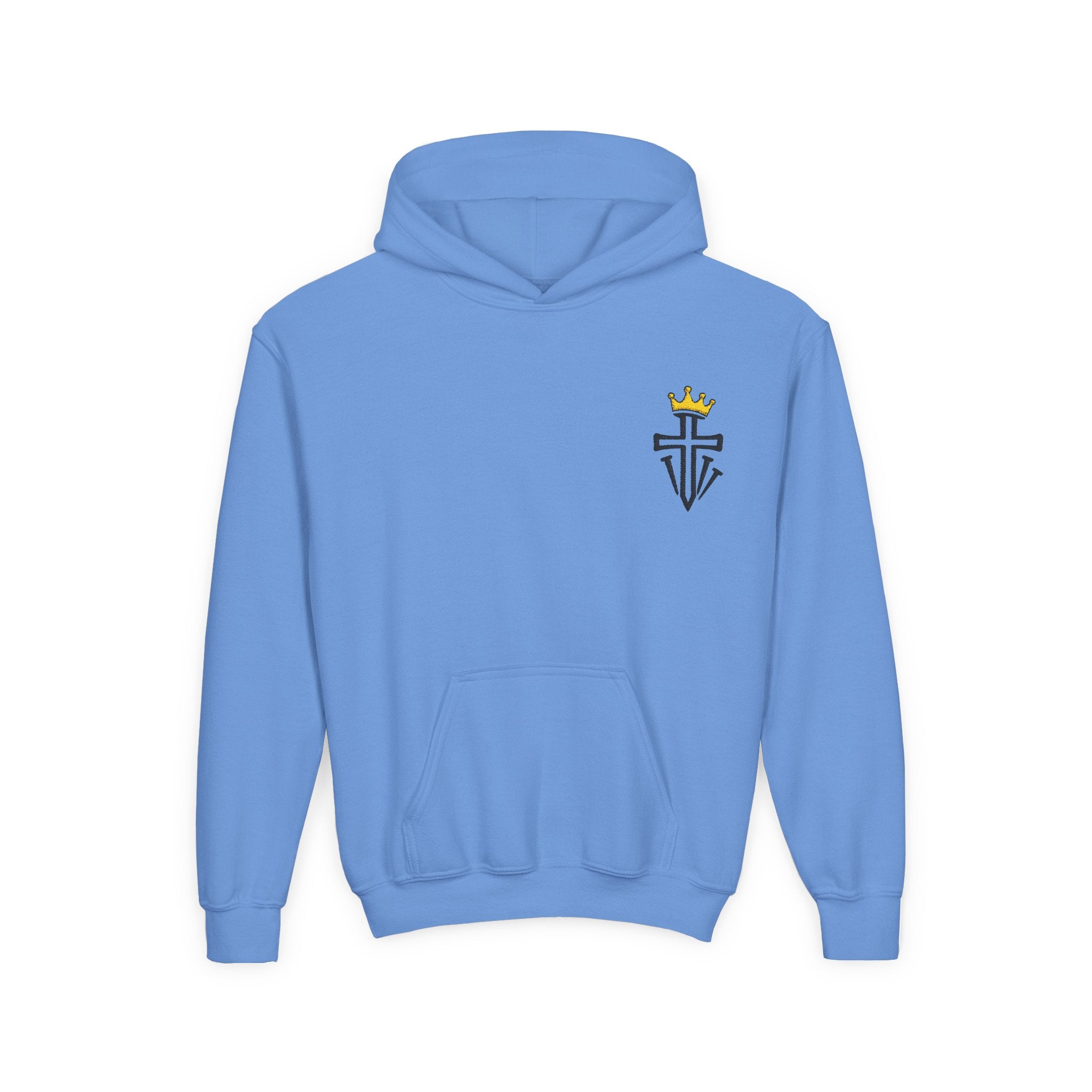 Crowned Cross Embroidered Youth Hoodie